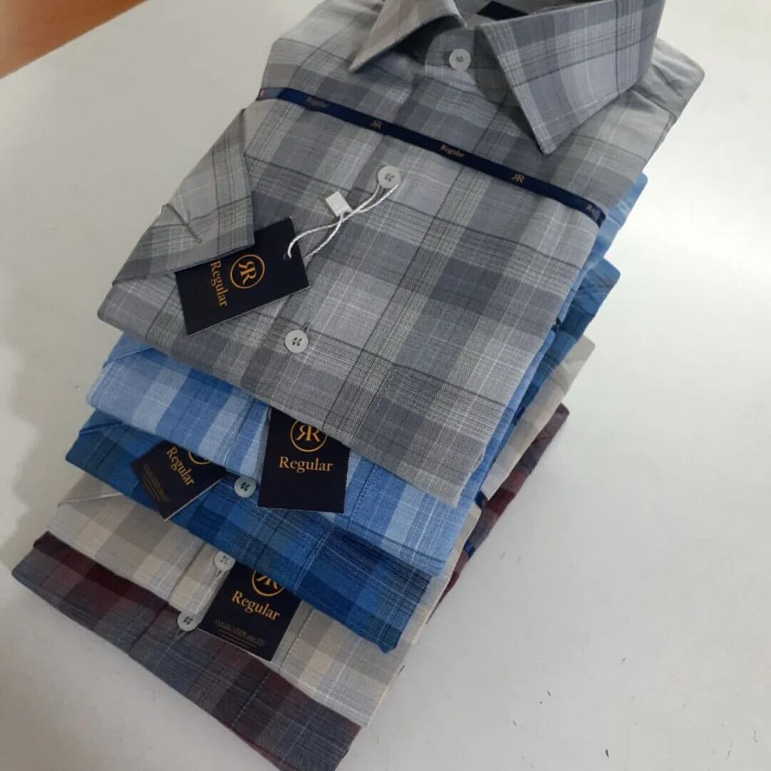 پیراهن مردانه چهارخانه آستین کوتاه نخ پنبه بسیار لطیف