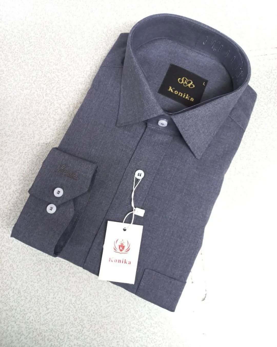 پیراهن مردانه ساده آستین بلند طرح ملانژ نخ پنبه