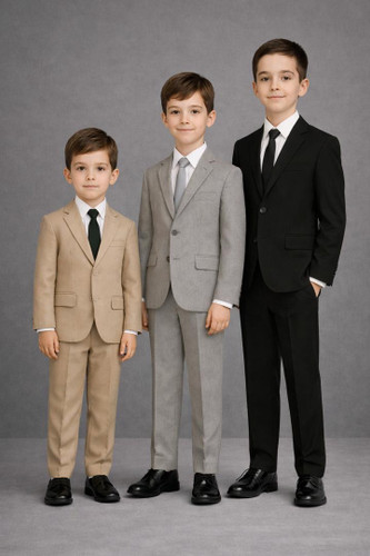 کت و شلوار پسرانه اندامی با جلیقه دورو